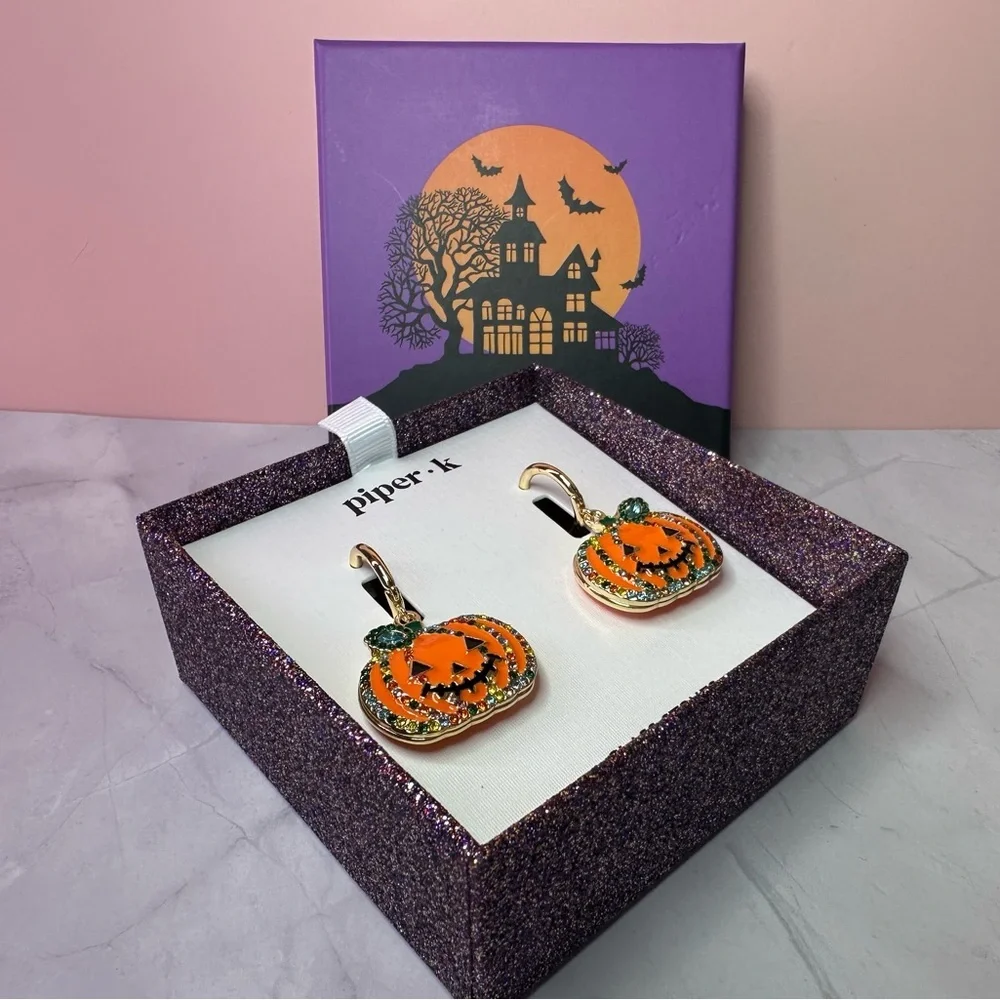 Piper K Jack o Lantern earrings new in box